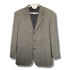 VTG Valentino Houndstooth Wool Blazer Grey Size 40R